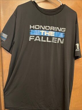 Honoring The Fallen Short Sleeve Graphic Tee - Black with Blue Accent